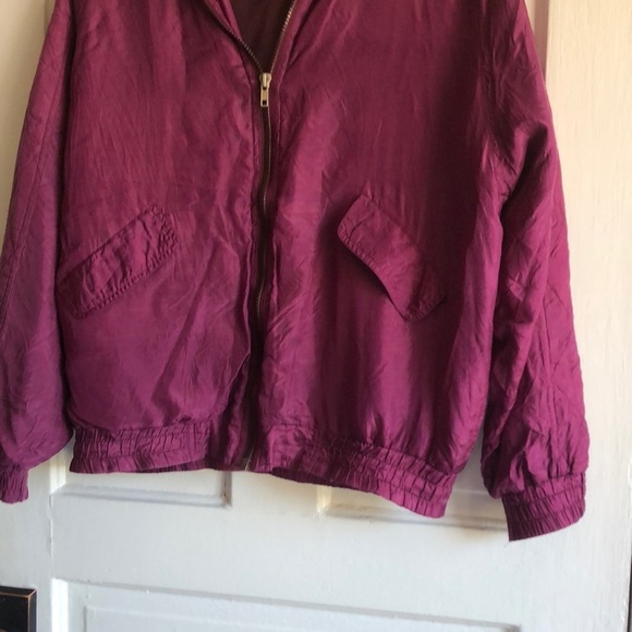 Vintage Details Express 100% Silk 80s Zip Up Bomber Jacket - Picture 3 of 7